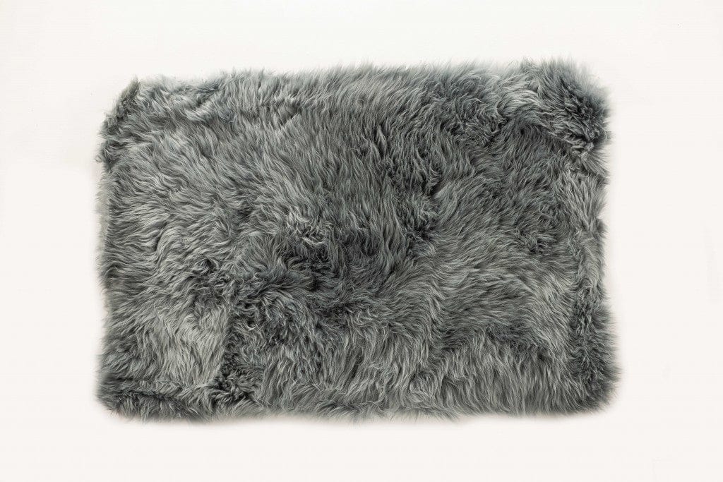 2' X 5' Gray Natural Rectangular Sheepskin Area Rug