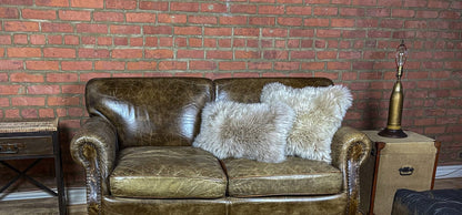 Set Of Two  Taupe Natural Sheepskin Lumbar Pillows
