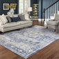 2’X8’ Ivory And Blue Oriental Runner Rug