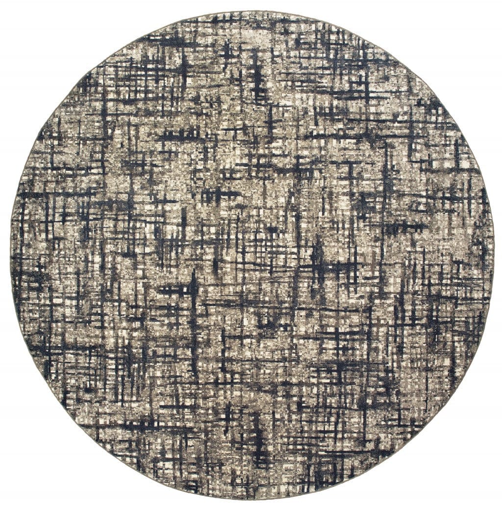 2’X8’ Gray And Navy Abstract Runner Rug