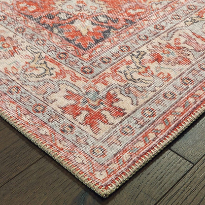 2’X3’ Red And Gray Oriental Scatter Rug