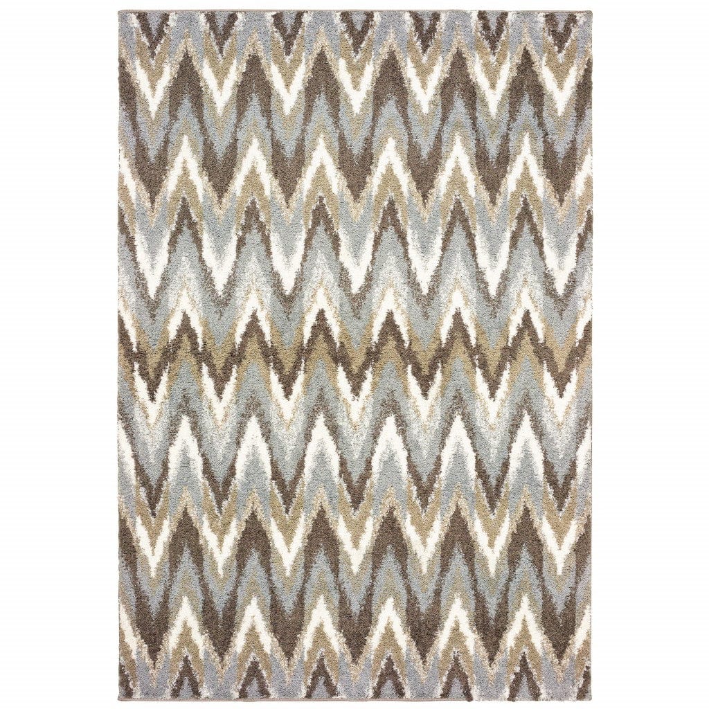 2’X8’ Gray And Taupe Ikat Pattern Runner Rug