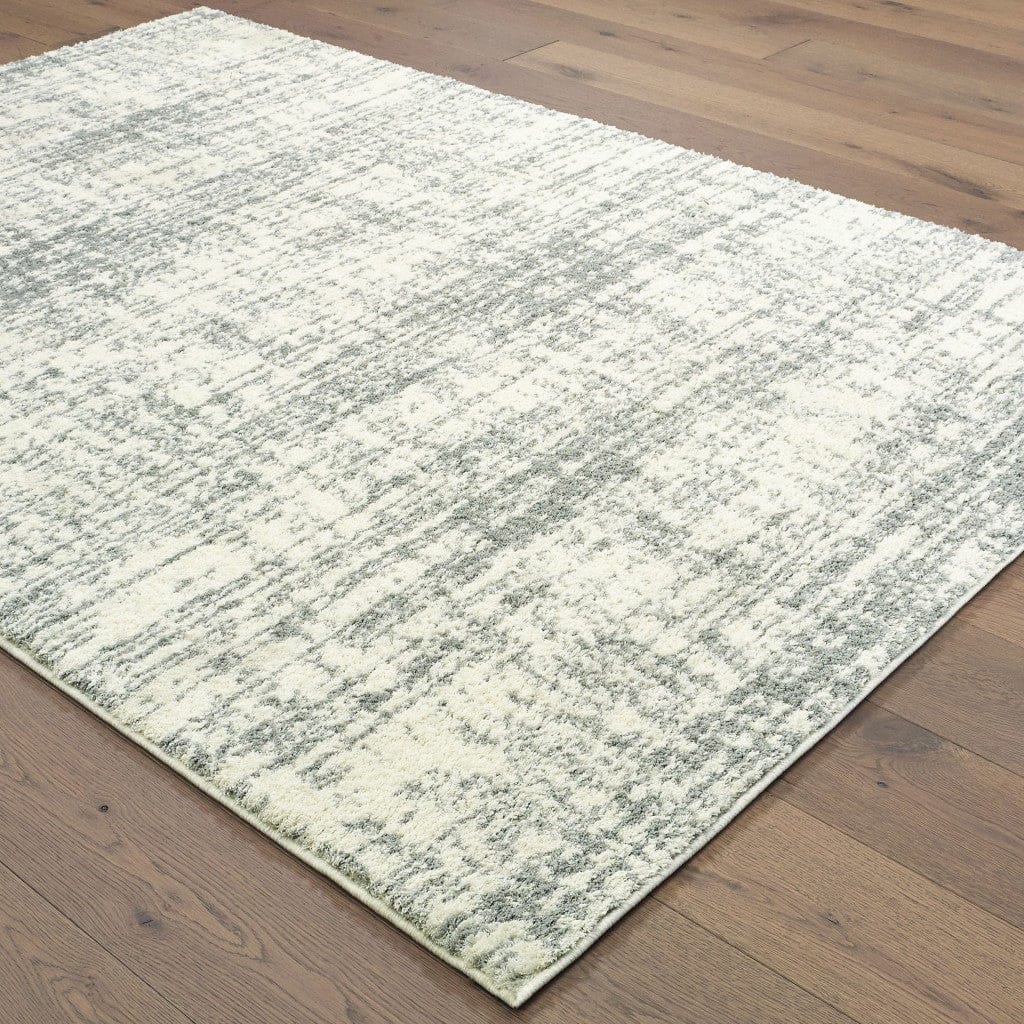 4’X6’ Ivory And Gray Abstract Strokes Area Rug