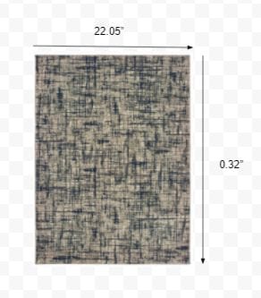 2’X8’ Gray And Navy Abstract Runner Rug