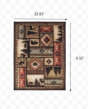 2’X8’ Black And Brown Nature Lodge Runner Rug