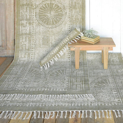 8’ Putty Distressed Medallion Runner Rug