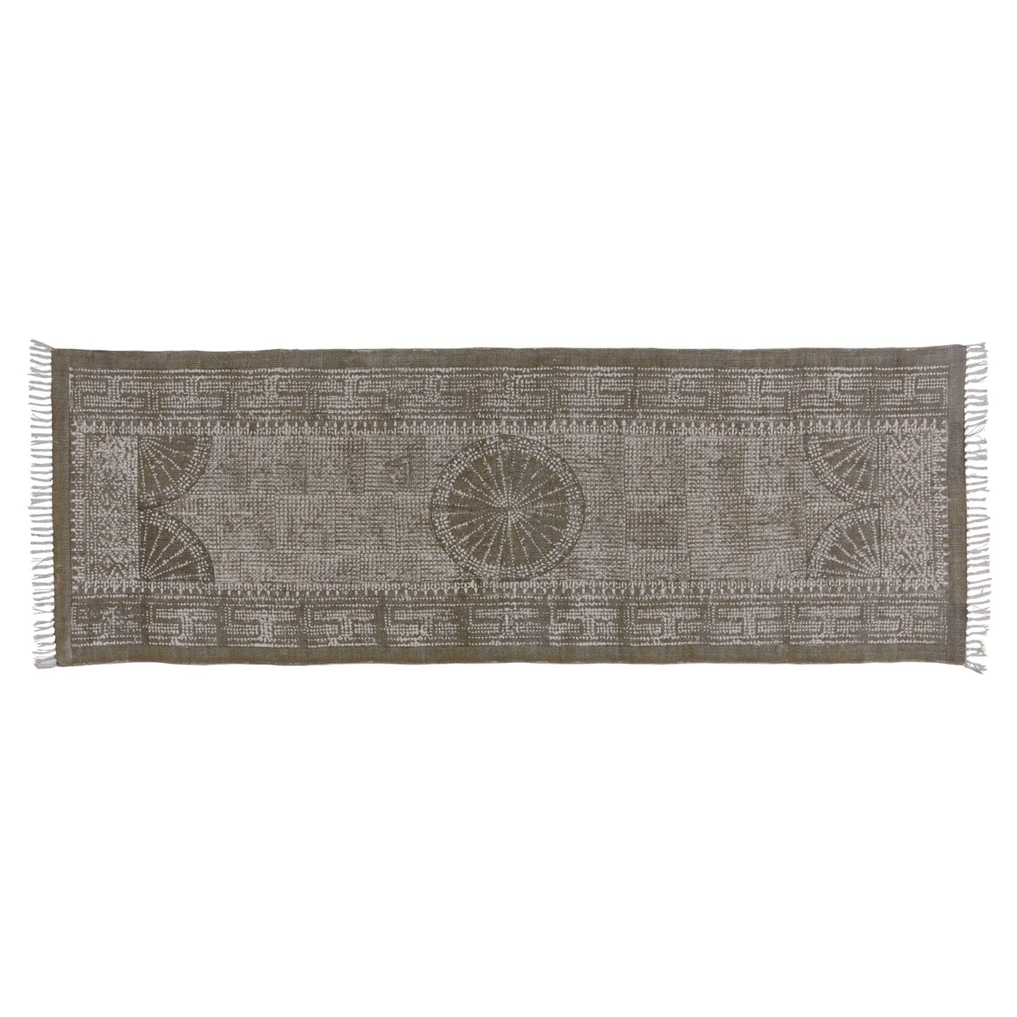 8’ Putty Distressed Medallion Runner Rug
