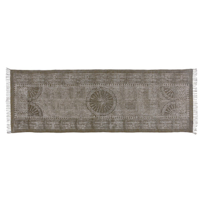 8’ Putty Distressed Medallion Runner Rug