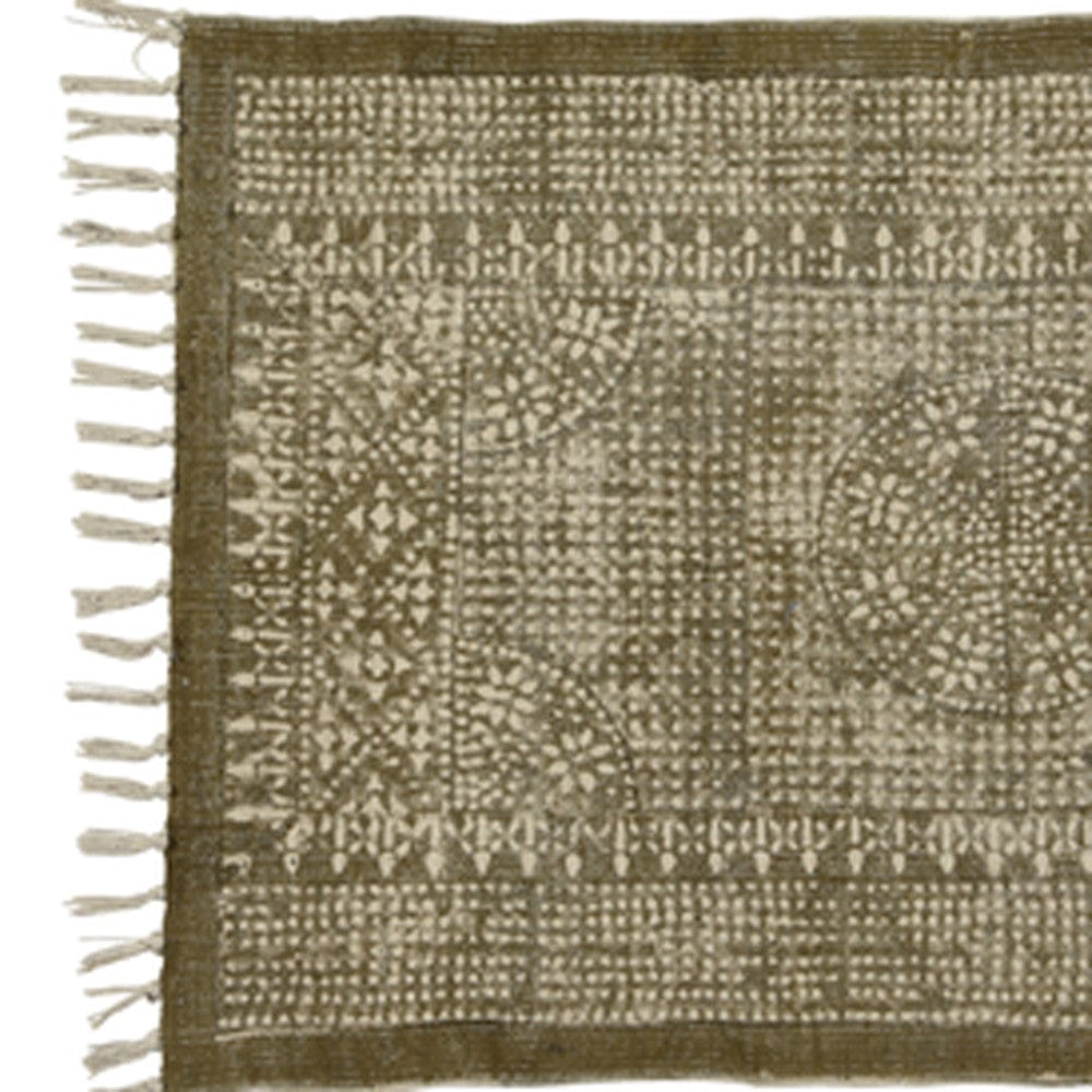 8’ Putty Distressed Medallion Runner Rug