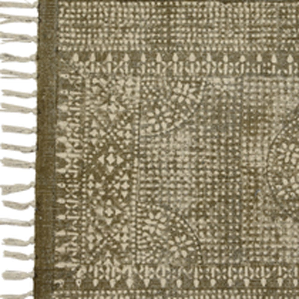 8’ Putty Distressed Medallion Runner Rug