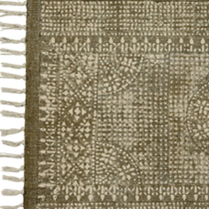 8’ Putty Distressed Medallion Runner Rug