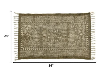 8’ Putty Distressed Medallion Runner Rug