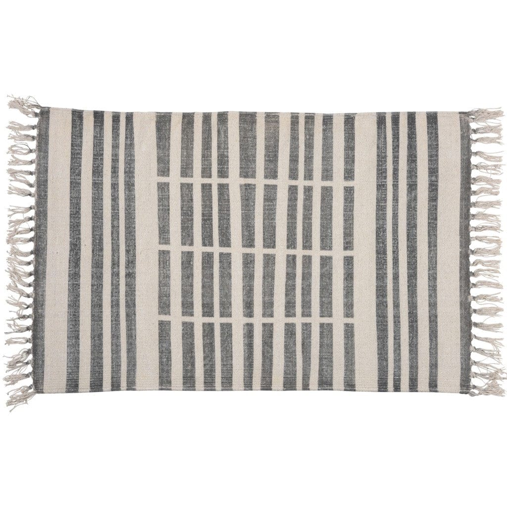 2' X 3' Gray And Cream Broken Stripes Scatter Rug