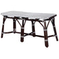 Dark Brown And White Rattan Bench