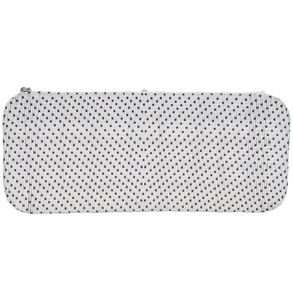 Dark Brown And White Rattan Bench