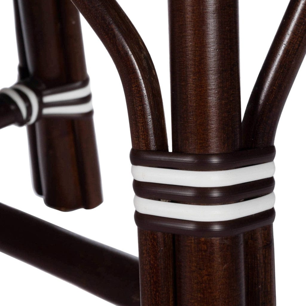 Dark Brown And White Rattan Bench