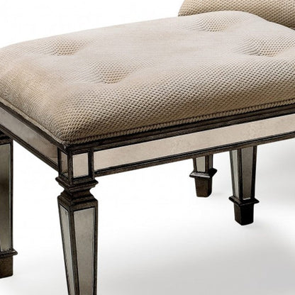 Ivory And Mirror Vanity Bench