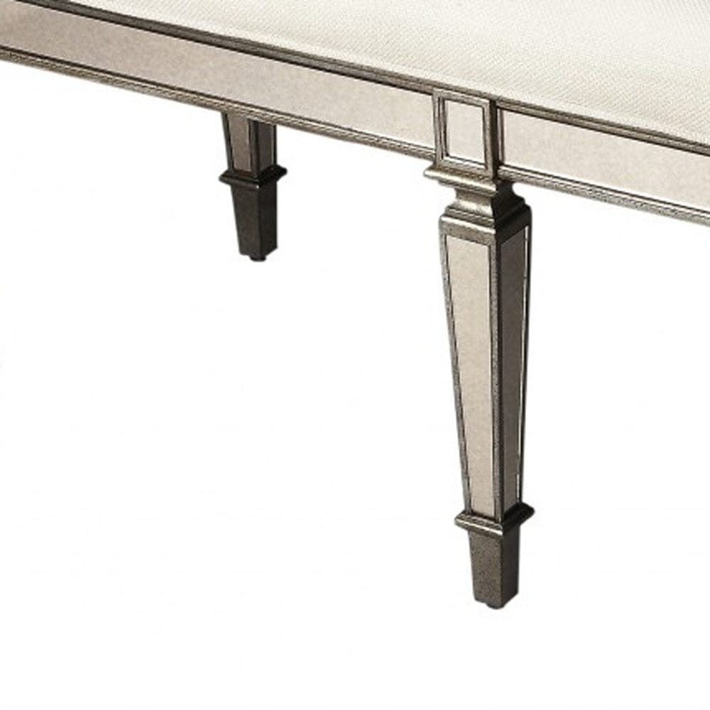 Silver Mirrored Bench