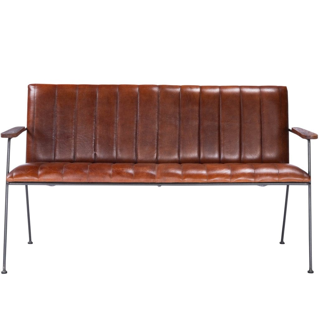 Executive Chic Leather And Metal Bench
