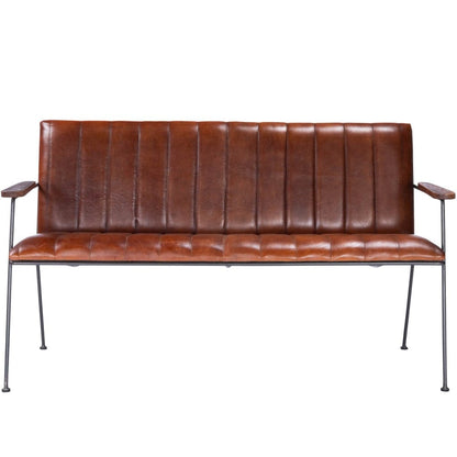 Executive Chic Leather And Metal Bench