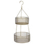 Two Tiered Gold Metal Hanging Basket