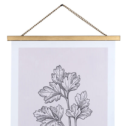 Pink Floral Print Scroll Wall Art