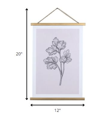 Pink Floral Print Scroll Wall Art