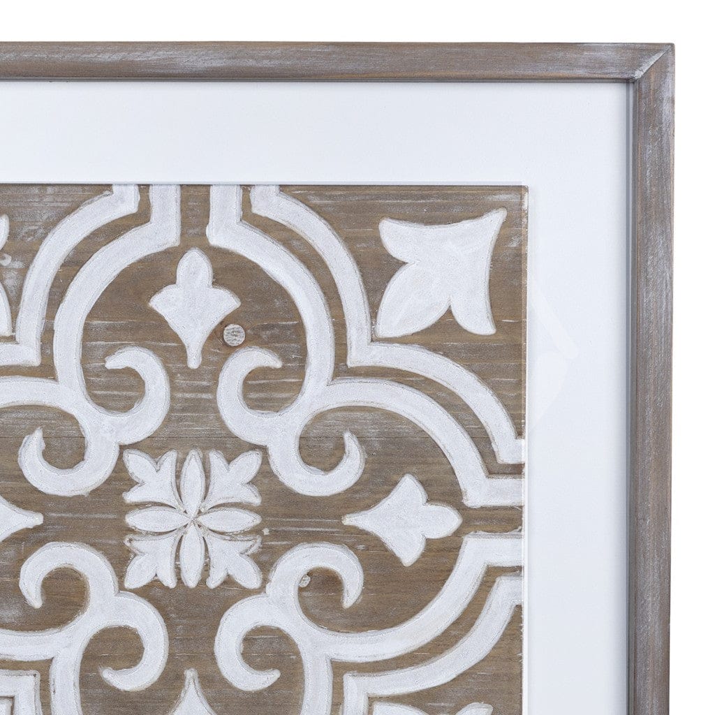 Wooden Gray And Beige Geometric Tile Wall Plaque