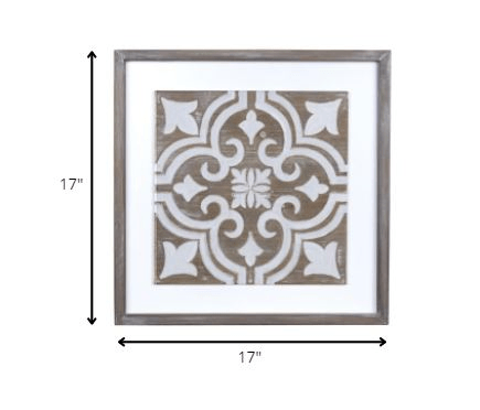 Wooden Gray And Beige Geometric Tile Wall Plaque