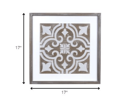 Wooden Gray And Beige Geometric Tile Wall Plaque