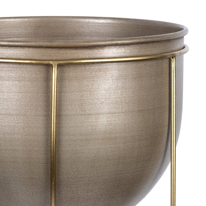 Petite Bronze And Gold Metal Plant Pot