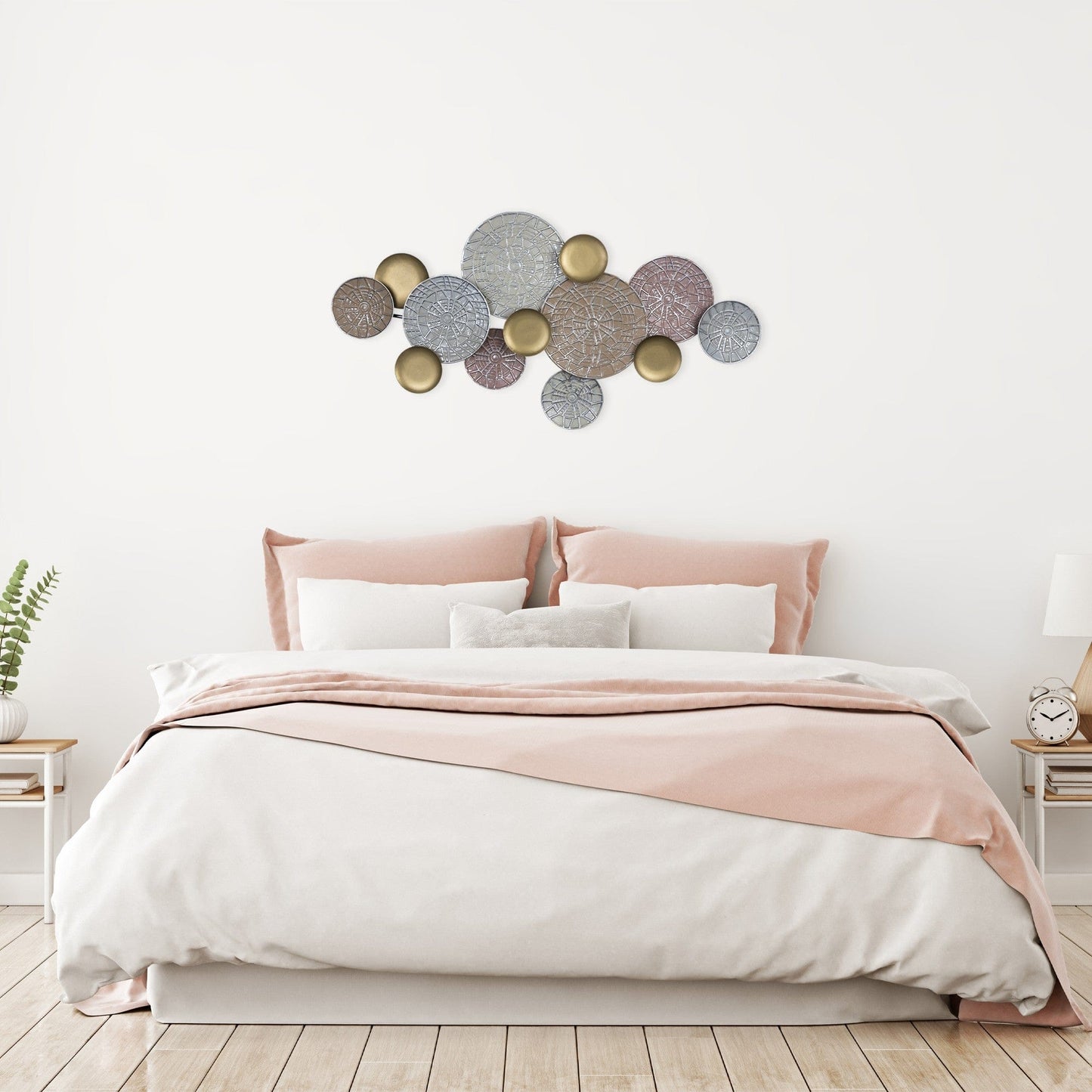 Pink And Gold Metal Plate Wall Decor