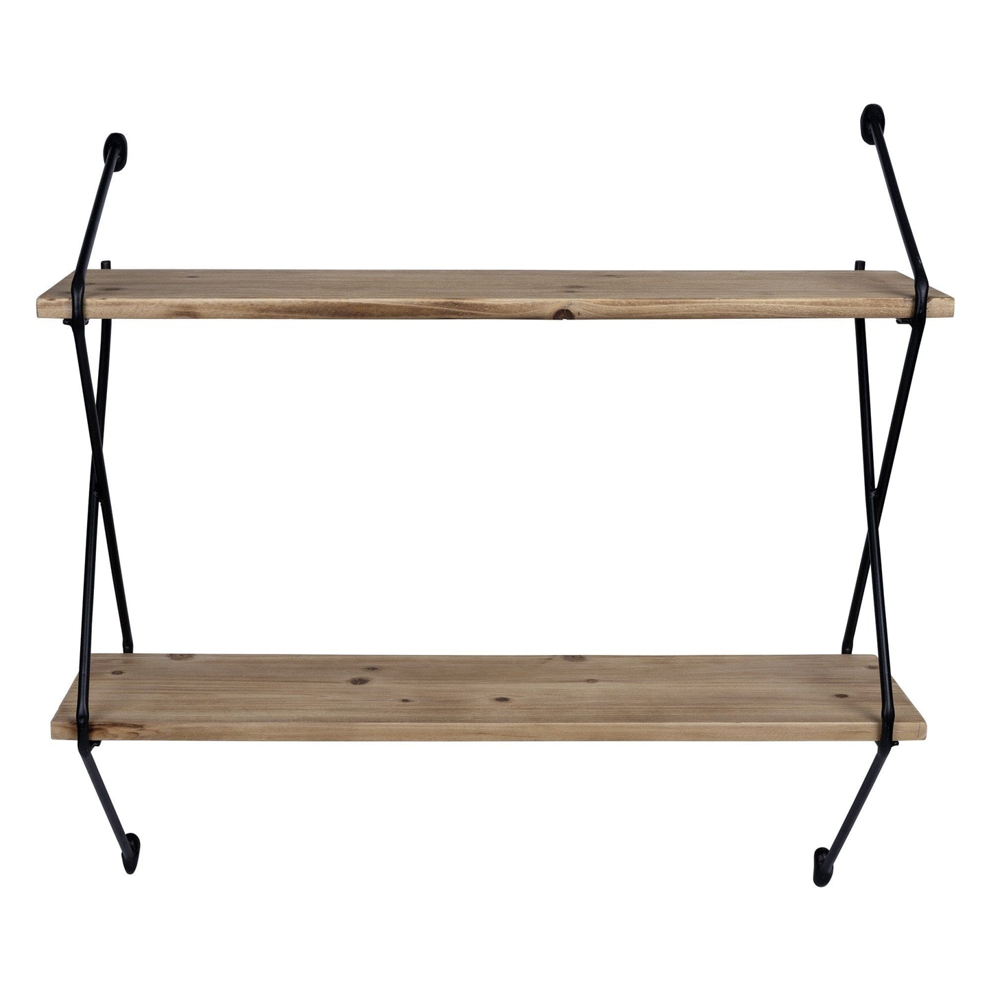 Two Tier Metal And Wood Wall Shelf