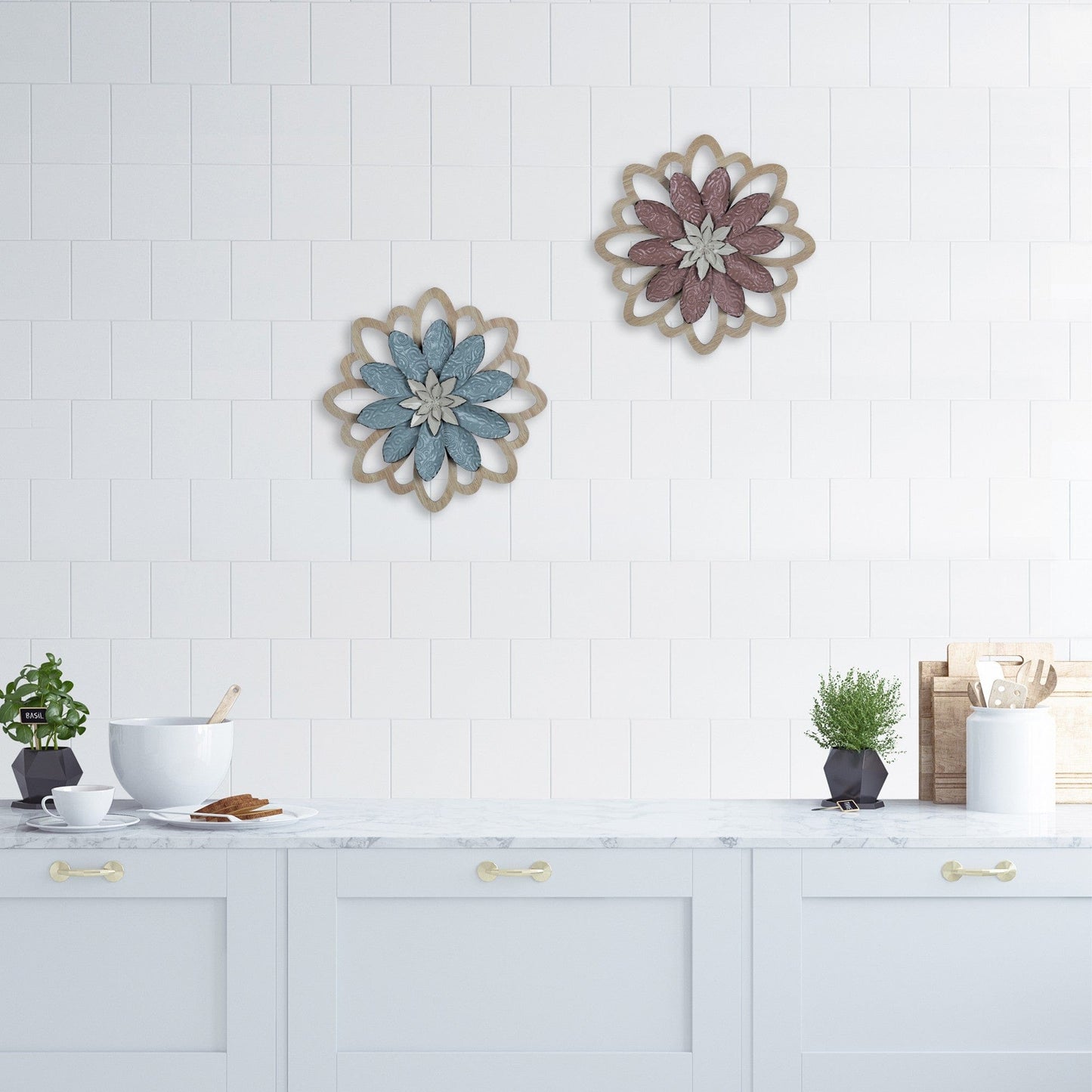 Pink Embossed Floral Wall Decor