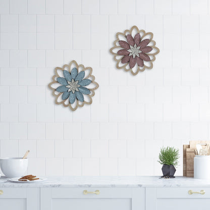 Pink Embossed Floral Wall Decor