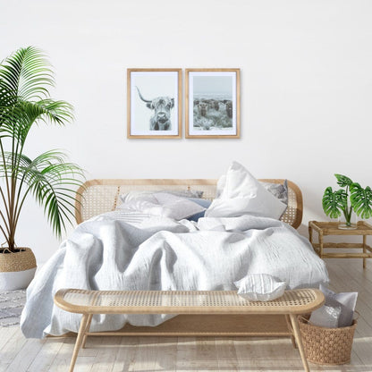 Set Of Two Wooden Highland Cows Wall Art