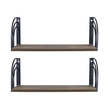 Set Of Two Arched Wooden Floating Wall Shelves