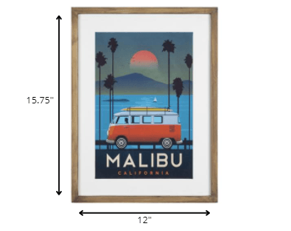 Wooden Frame Malibu Beach Wall Art