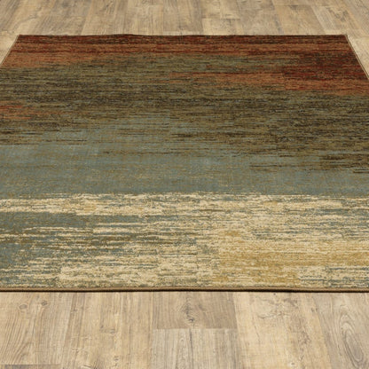 3’X5’ Blue And Brown Distressed Area Rug