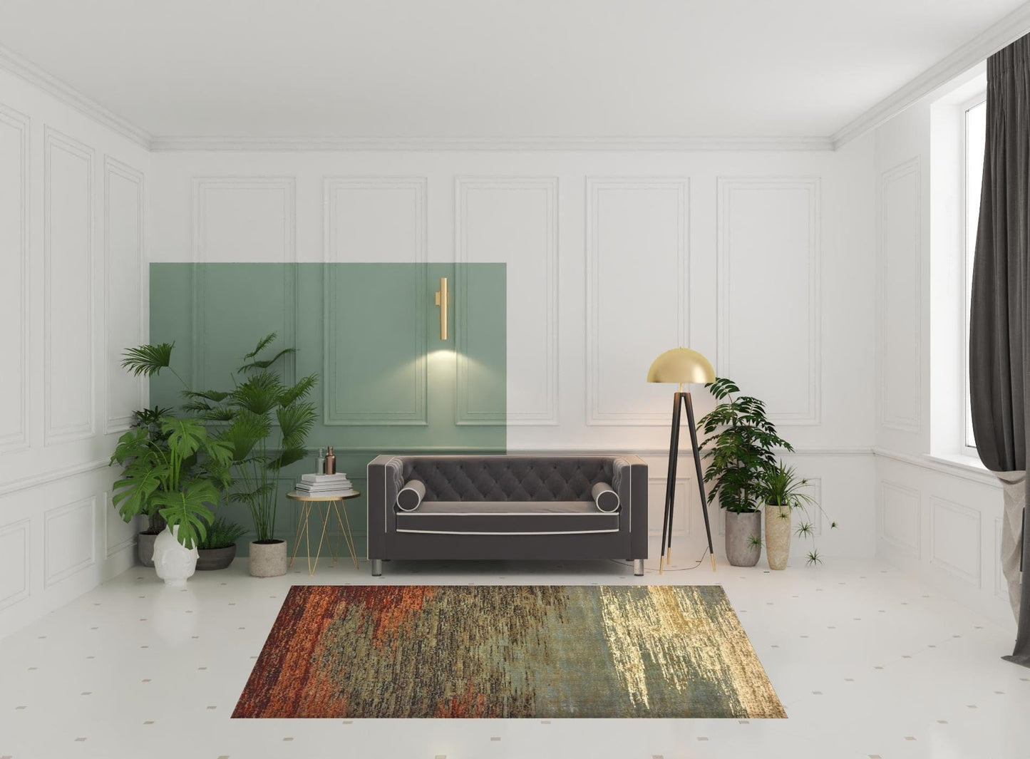 3’X5’ Blue And Brown Distressed Area Rug