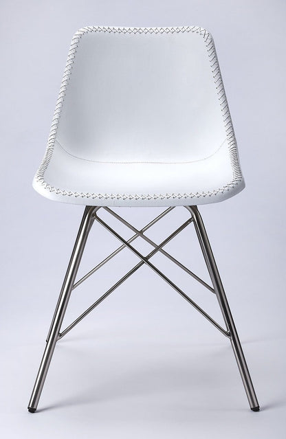White Leather Accent Chair