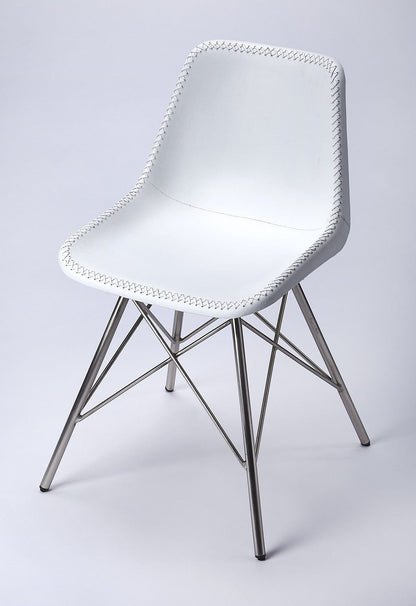 White Leather Accent Chair