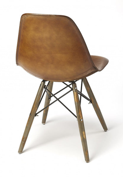 Medium Brown Leather Dining Chair