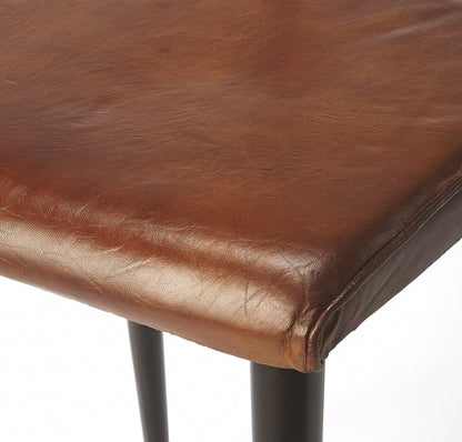 Metal And Wood Leather Dining Chair
