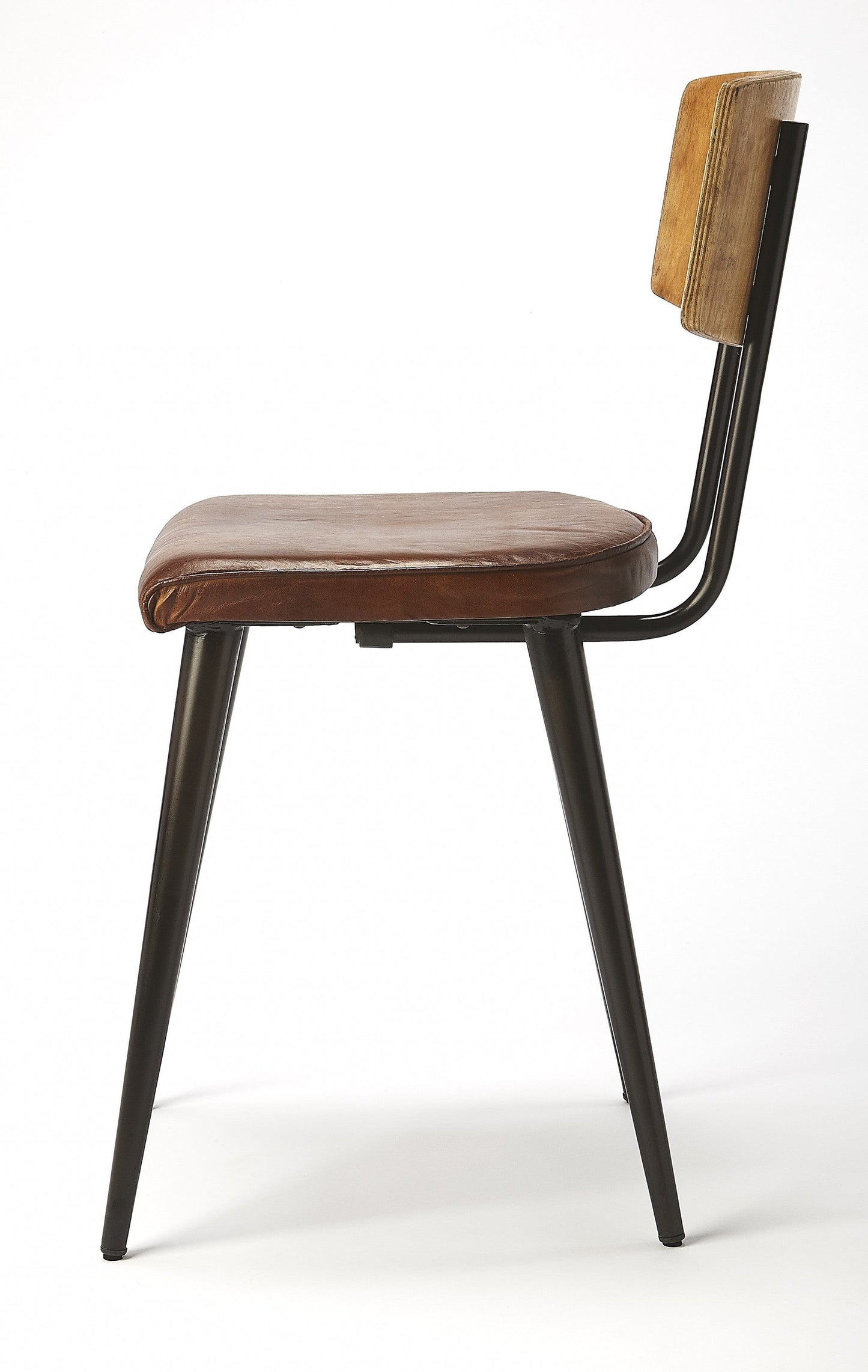 Metal And Wood Leather Dining Chair