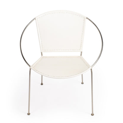 Modern Ring Shape White Leather Accent Chair