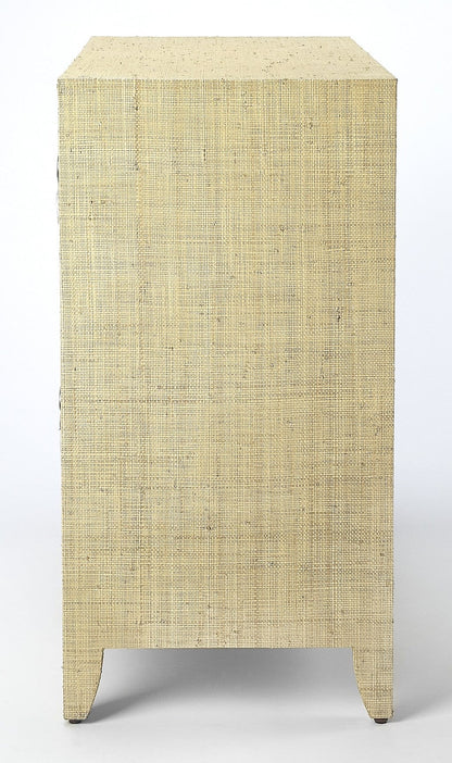 Amelle Cream Raffia 4 Drawer Accent Chest