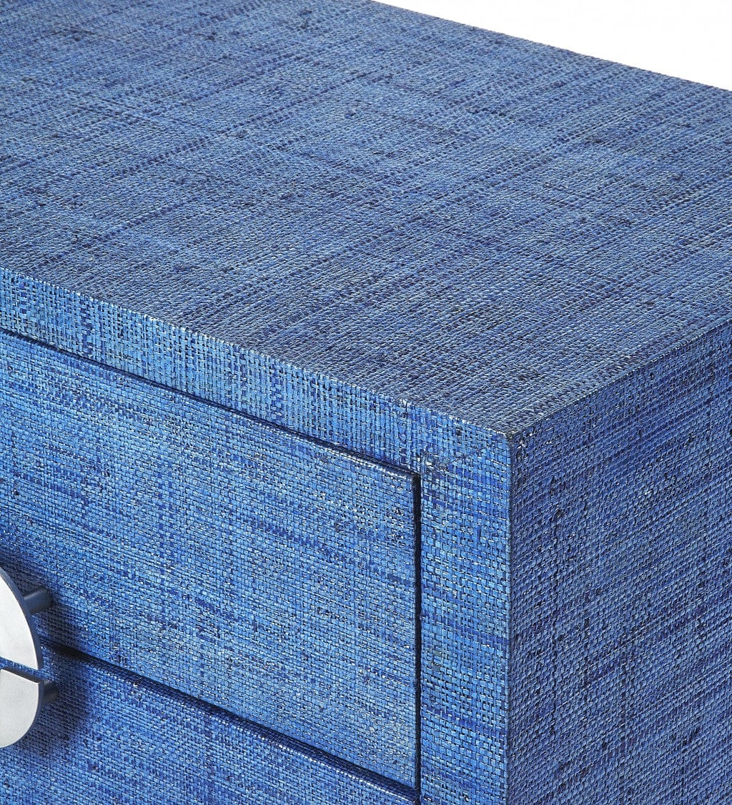 Amelle Blue Raffia Accent Chest
