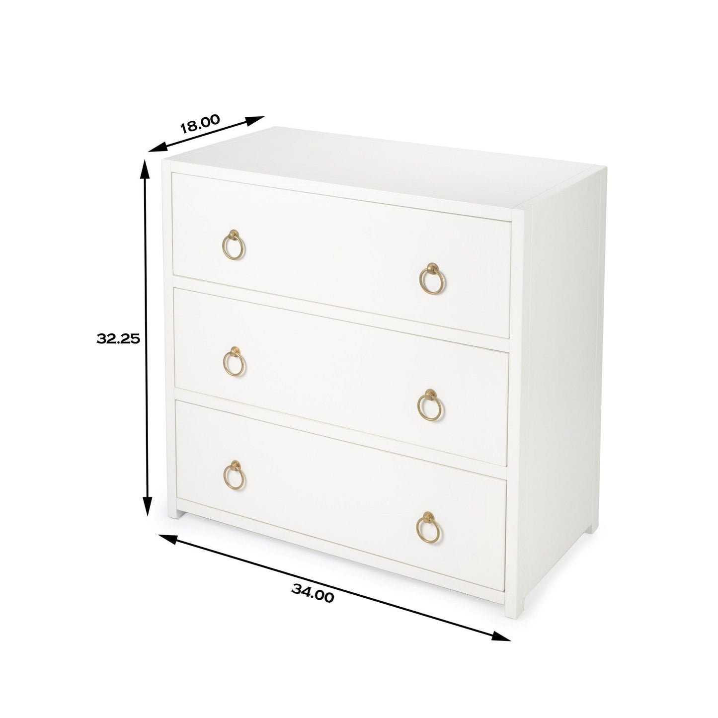 Lark White 3 Drawer Chest