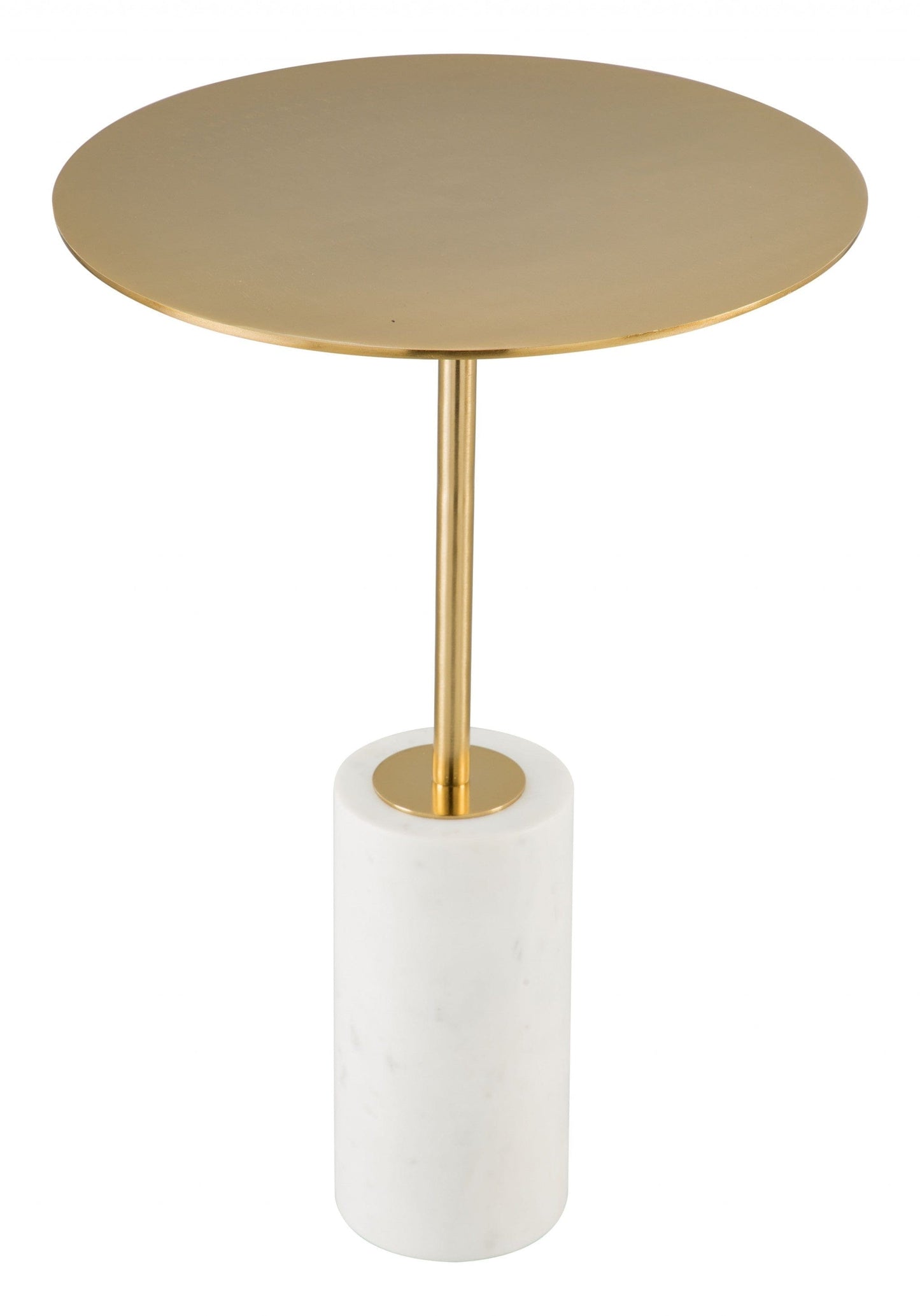 23" White And Gold Steel Round End Table
